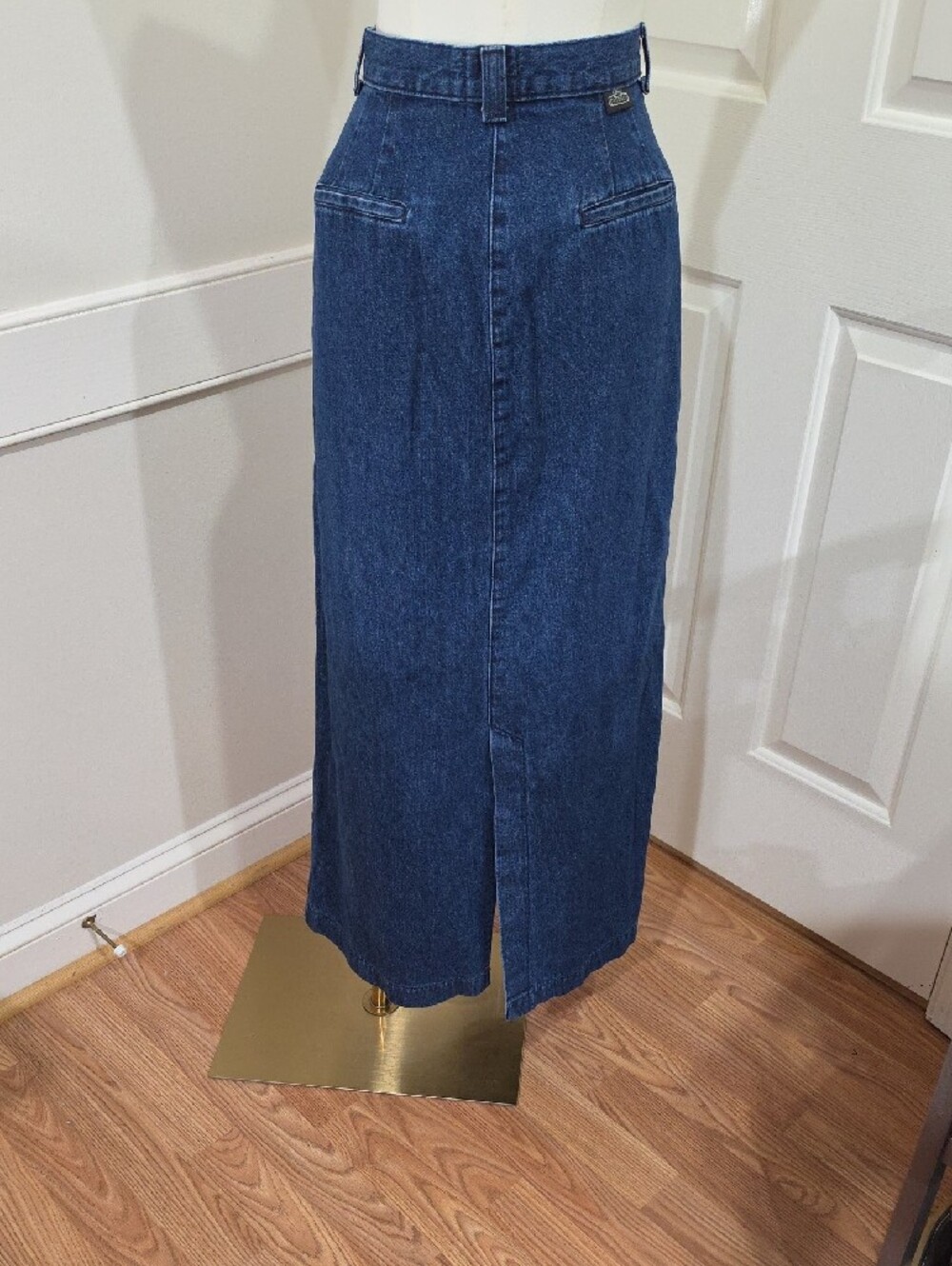 Vintage 90s Lee Casuals Dark Wash Denim Maxi Skirt - Size 14 - Picture 6 of 11